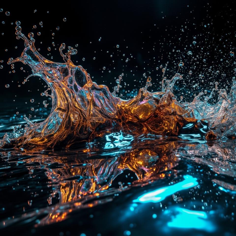 La primera versión quedó muy recargada, casi como pintura digital quemada. Entonces borré todo y solo dejé "mercurio en el vacío" más las palabras clave de textura y luz. Tardé like 4 intentos en encontrar ese equilibrio entre lo orgánico y lo chrome que buscaba. A veces hay que saber qué quitarle al prompt.