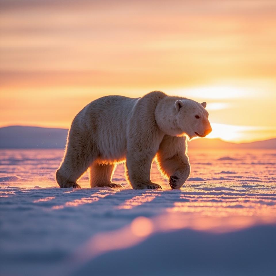 Me trae locos este oso, le dediqué varias horas porque quería capturar esa luz golden hour del Ártico y creo que por fin le pegué ¿les gusta así o le falta algo?